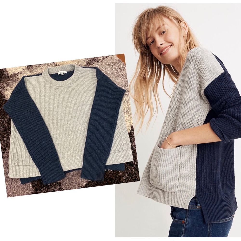 Madewell Patch Pocket Sweater in Colorblock